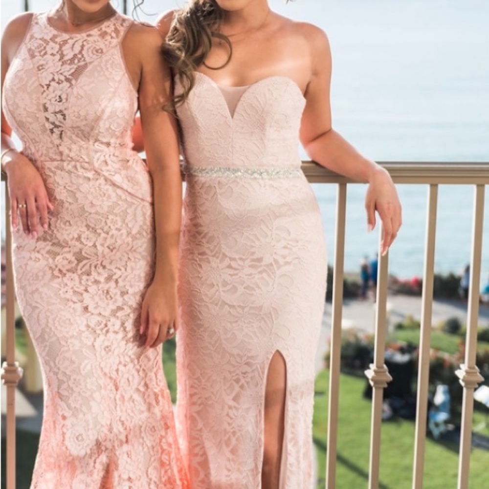 B line pink lace gown
